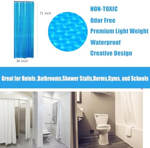 Blue 3D Water Cube EVA Shower Curtain Liner
