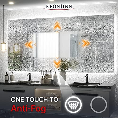 Keonjinn 72 x 36 Inch Backlit LED Mirror with Acrylic Light Strips