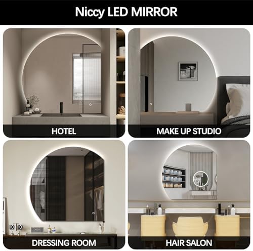 Niccy 43 Inch Half Moon LED Mirror for Bathroom