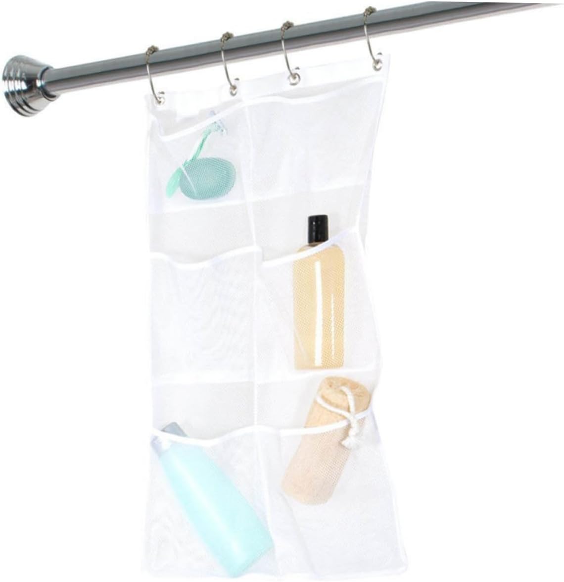 OKUMEYR Hanging Mesh Shower Organizer Bag - Space-saving White Storage Solution