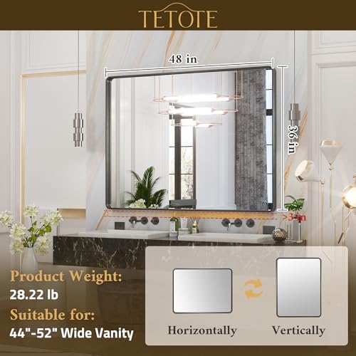 TETOTE 48 x 36 Inch Gold Bathroom Mirror 1