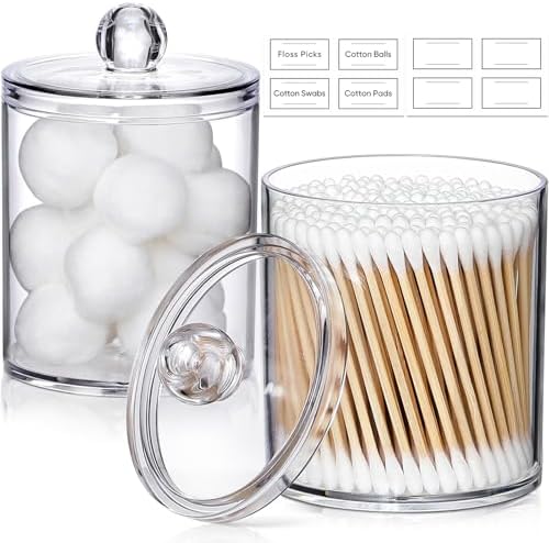 AOZITA 2 Pack Acrylic Q-tip Holder Dispenser