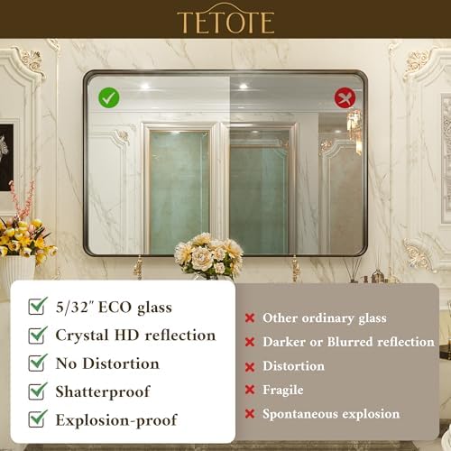 TETOTE 48 x 36 Inch Gold Bathroom Mirror 1