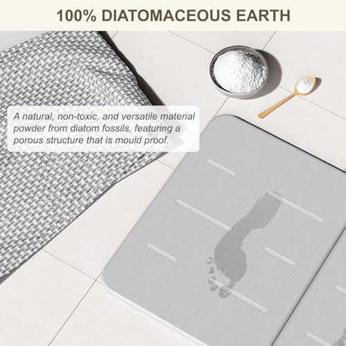 EnjoyNest Stone Bath Mat - Quick Drying Non-Slip 236x154 Inch Gray
