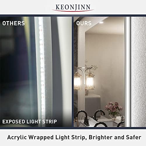Keonjinn 72 x 36 Inch Backlit LED Mirror with Acrylic Light Strips