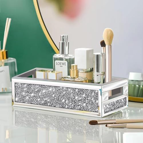 Wocred Diamond Mirror Bathroom Tray Wall-Mounted Storage Organizer