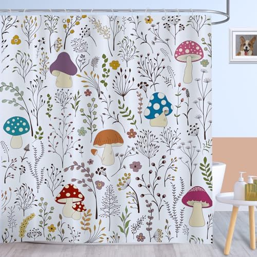 Faitove Mushroom Shower Curtain 72x72 inch