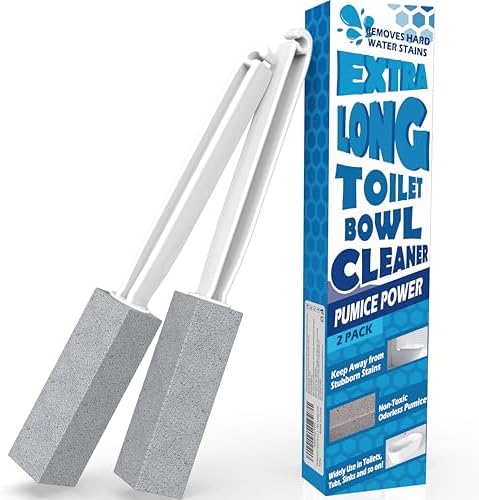 2 Pack Pumice Stone Brush with Long Handle for Toilet Cleaning