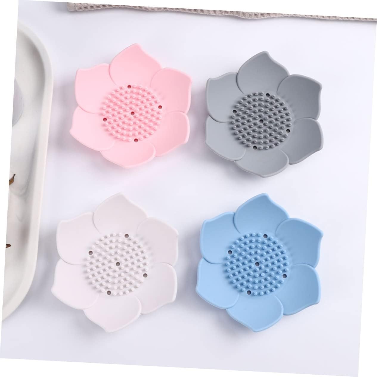 2pcs Silicone Soap Holders Drainage Stylish Bathroom Kitchen Shower Dishes