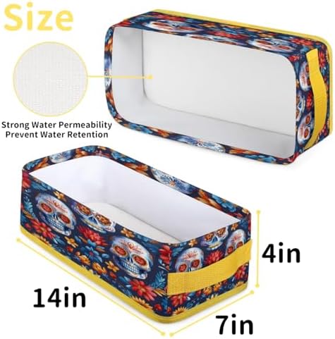 Mexican Floral Skeleton Toilet Paper Basket Organizer with Handles