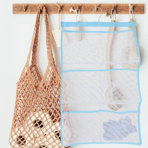 Abaodam Mesh Shower Organizer with 6 Pockets and Rotating Hook