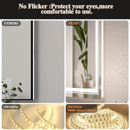 TOTOUS 24x32 LED Mirror with Front and Backlit Light