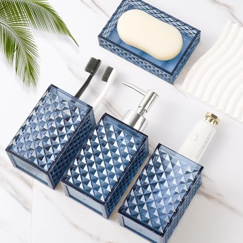 4 Pack Blue Acrylic Bathroom Accessories Set