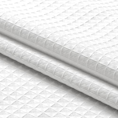 MISS SELECTEX Waterproof Waffle Shower Curtain 230 GSM Heavy Duty White