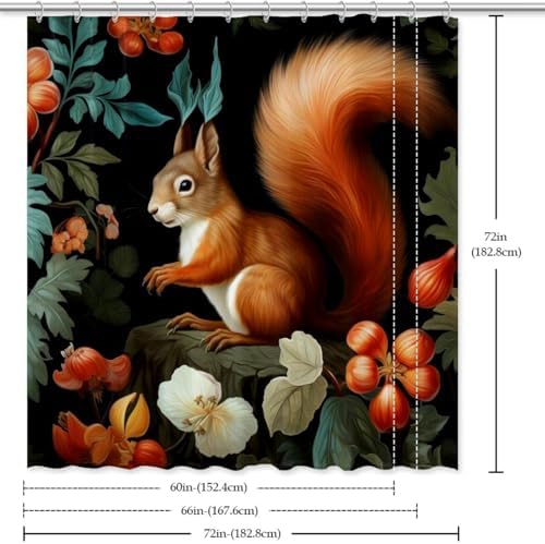 VAPOKF Cute Squirrel Shower Curtain with 12 Hooks - 66x72 Inches 1
