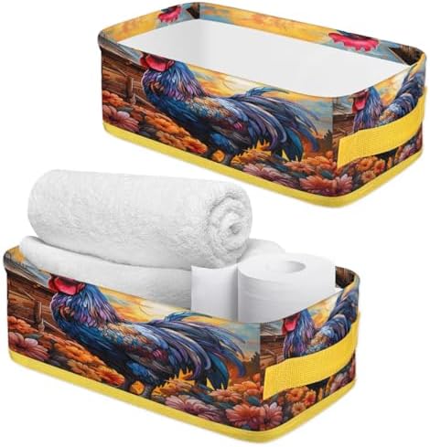 Snatocys Rooster Toilet Paper Basket with Handle
