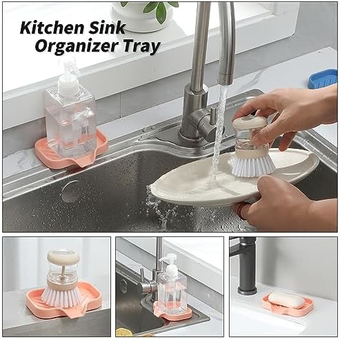 MicoYang Silicone Soap Dish with Drain Spout - Pink 49x32 Inch