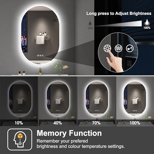 Sbagno 2pcs 24x36 Oval LED Bathroom Mirror with Lights