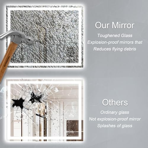 Zeerry 32x40 Inch LED Bathroom Mirror with Touch Switch and Anti-Fog