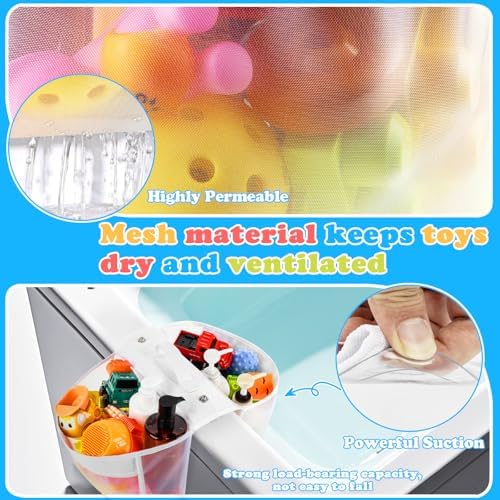Playexen Bath Toy Organizer with Suction Cups and Handle