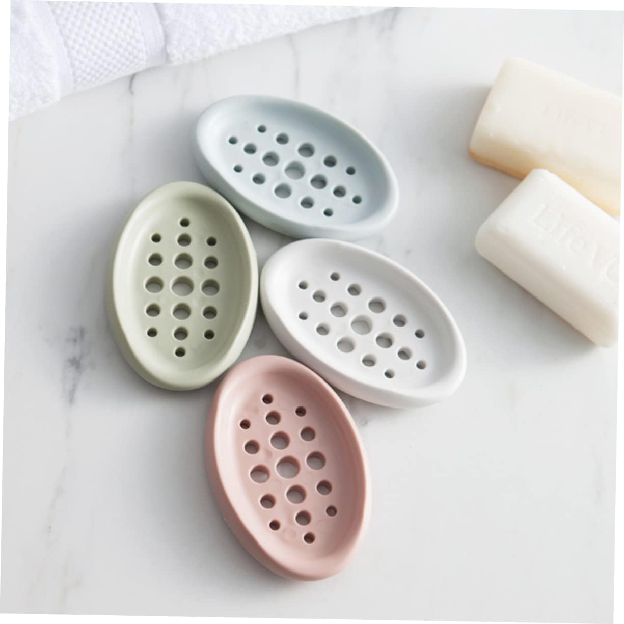 Garneck Creative Oval Silicone Soap Dish Tray