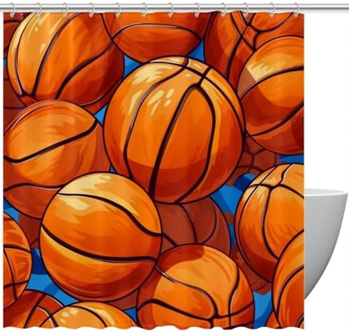 VAPOKF Basketball Shower Curtain with 12 Hooks 60x72 Inches