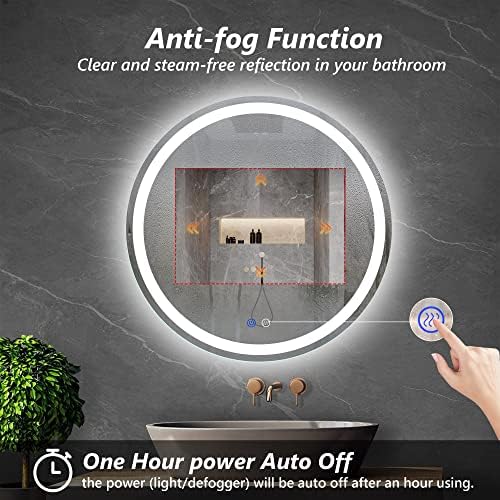 TATU 24 Inch LED Round Backlit Vanity Mirror 1