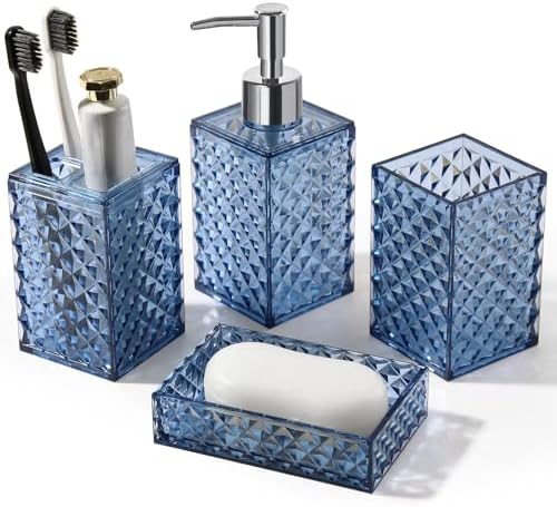 4 Pack Blue Acrylic Bathroom Accessories Set