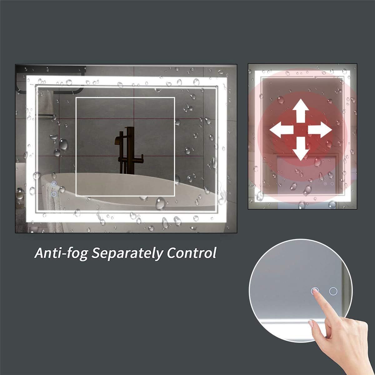 COOL2DAY 36x24 Inch LED Bathroom Mirror with Touch Control and Anti-Fog
