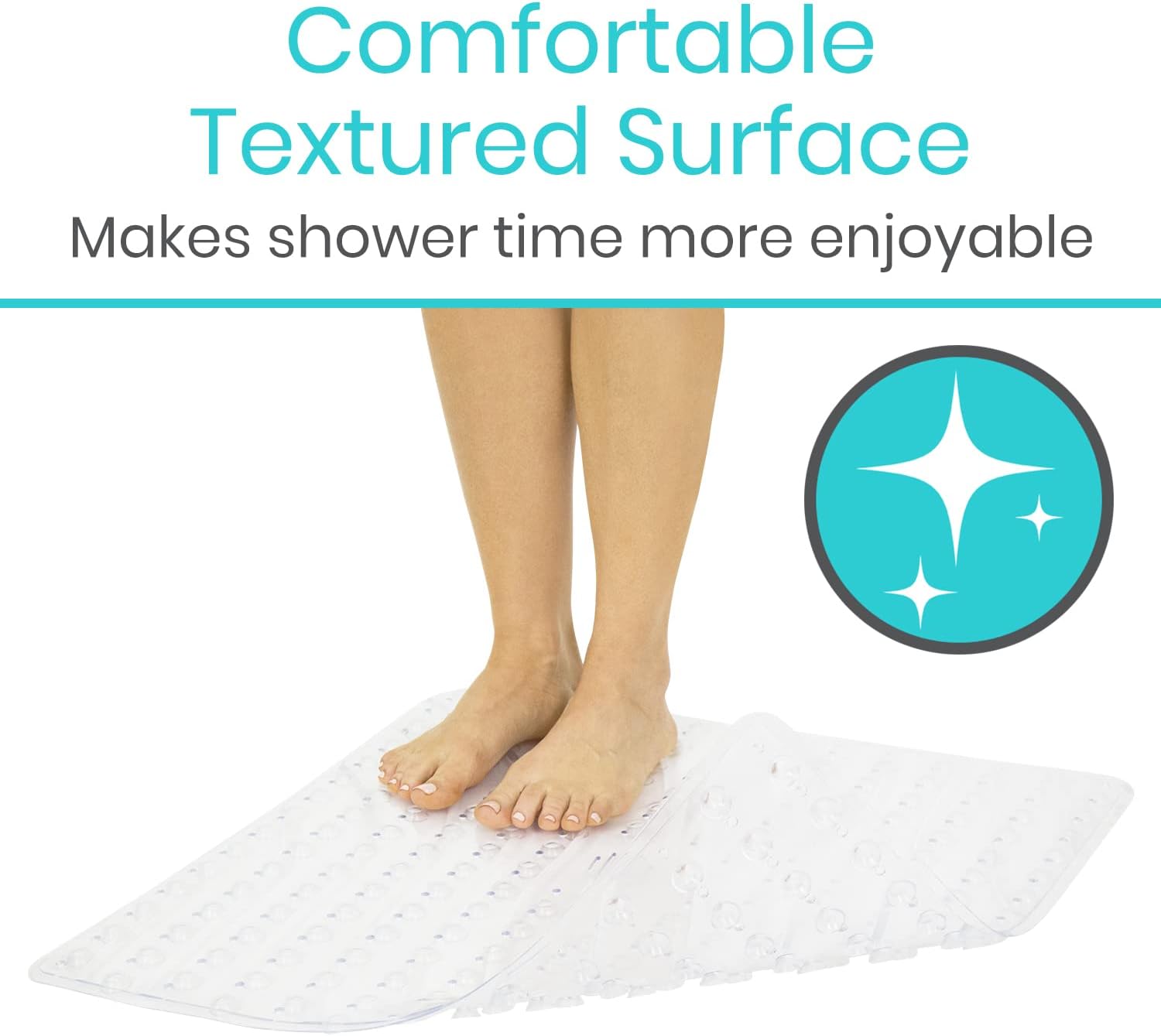 Vive Non-Slip Square Shower Mat with Suction Cups