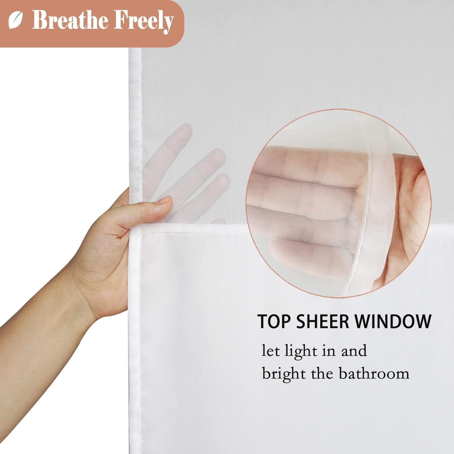 UFRIDAY 72x72inch White Mesh Shower Curtain