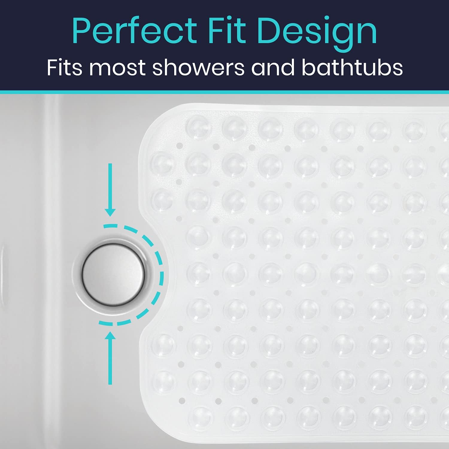 Vive Anti-Slip Bathtub Mat - Clear Textured Suction