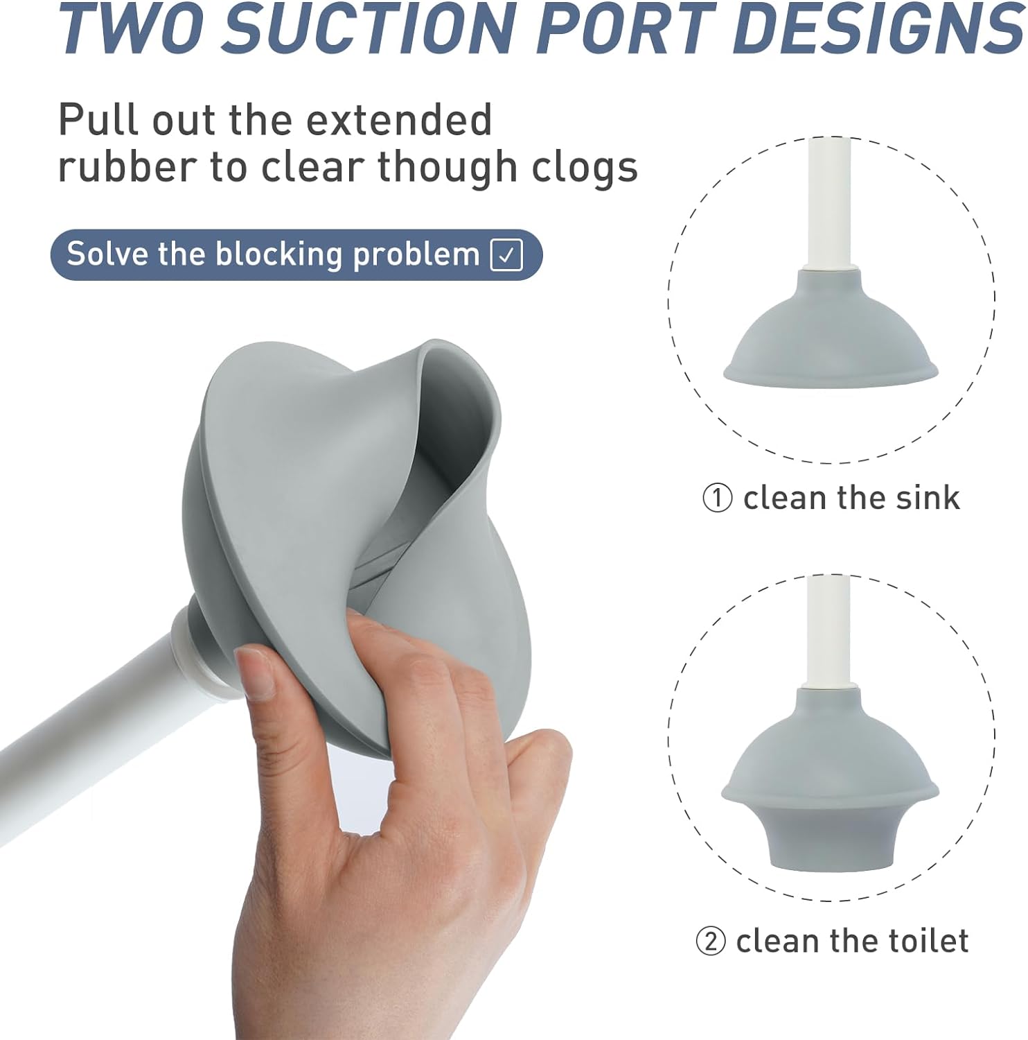 ADNIKIA 2 in 1 Silicone Toilet Brush Plunger Set Black