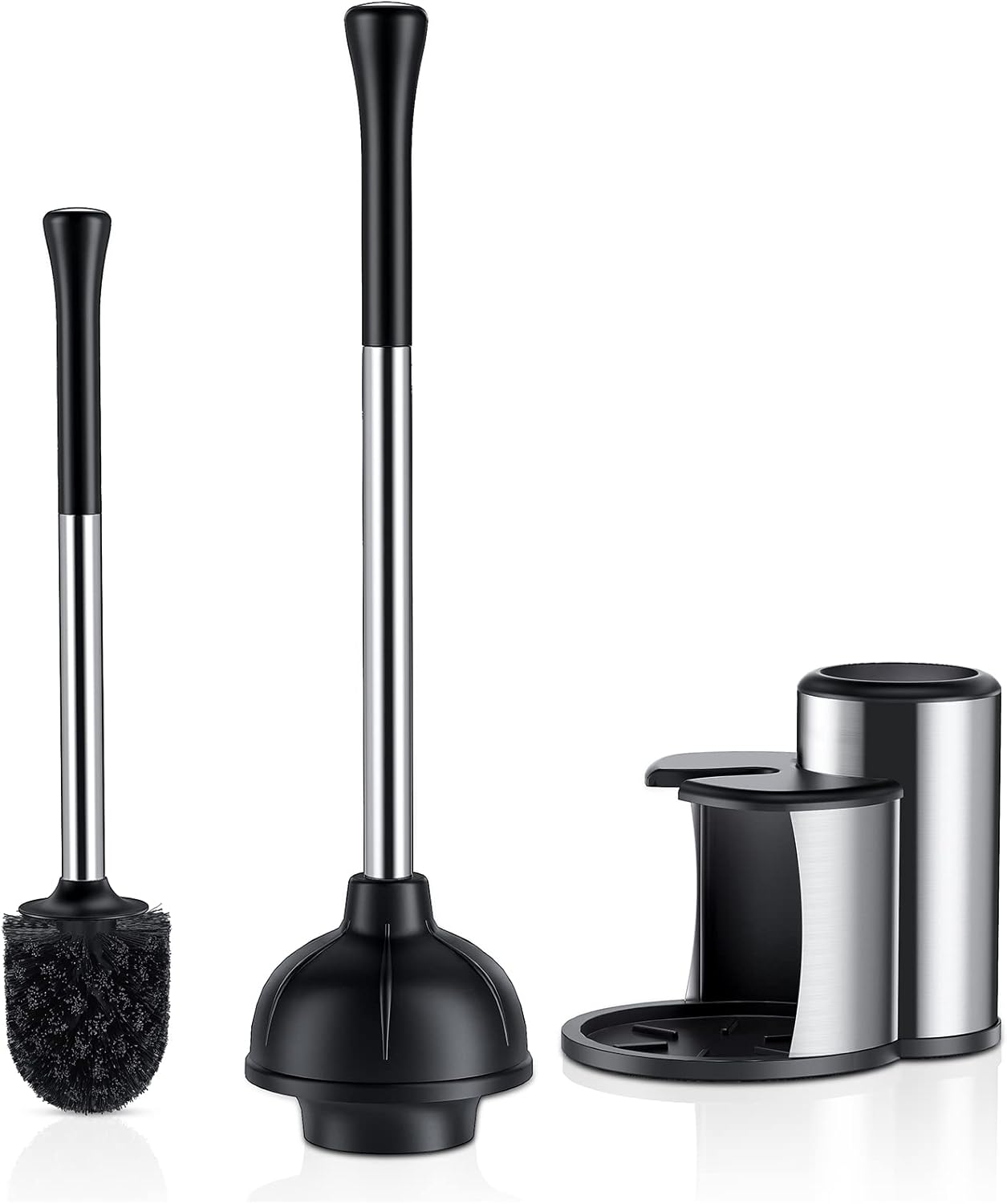 HAMITOR 2-in-1 Toilet Plunger and Brush Set with Holder