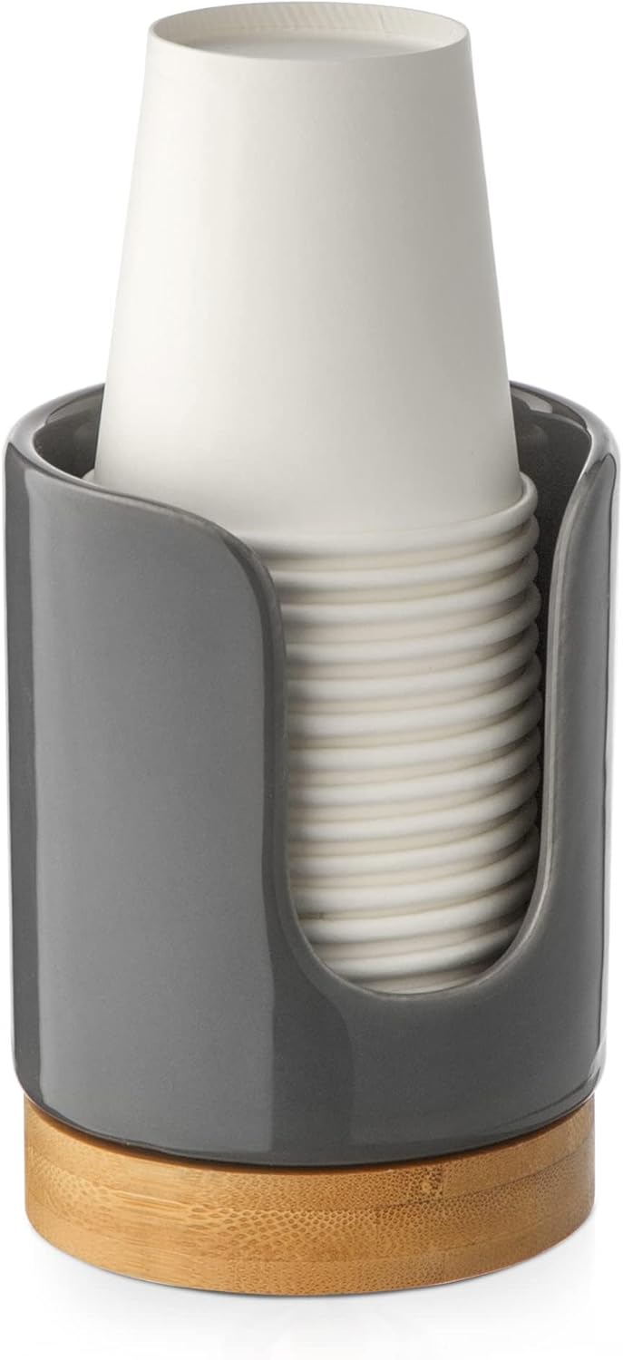 Ceramic Cup Dispenser - BPA Free Kids Safe Grey