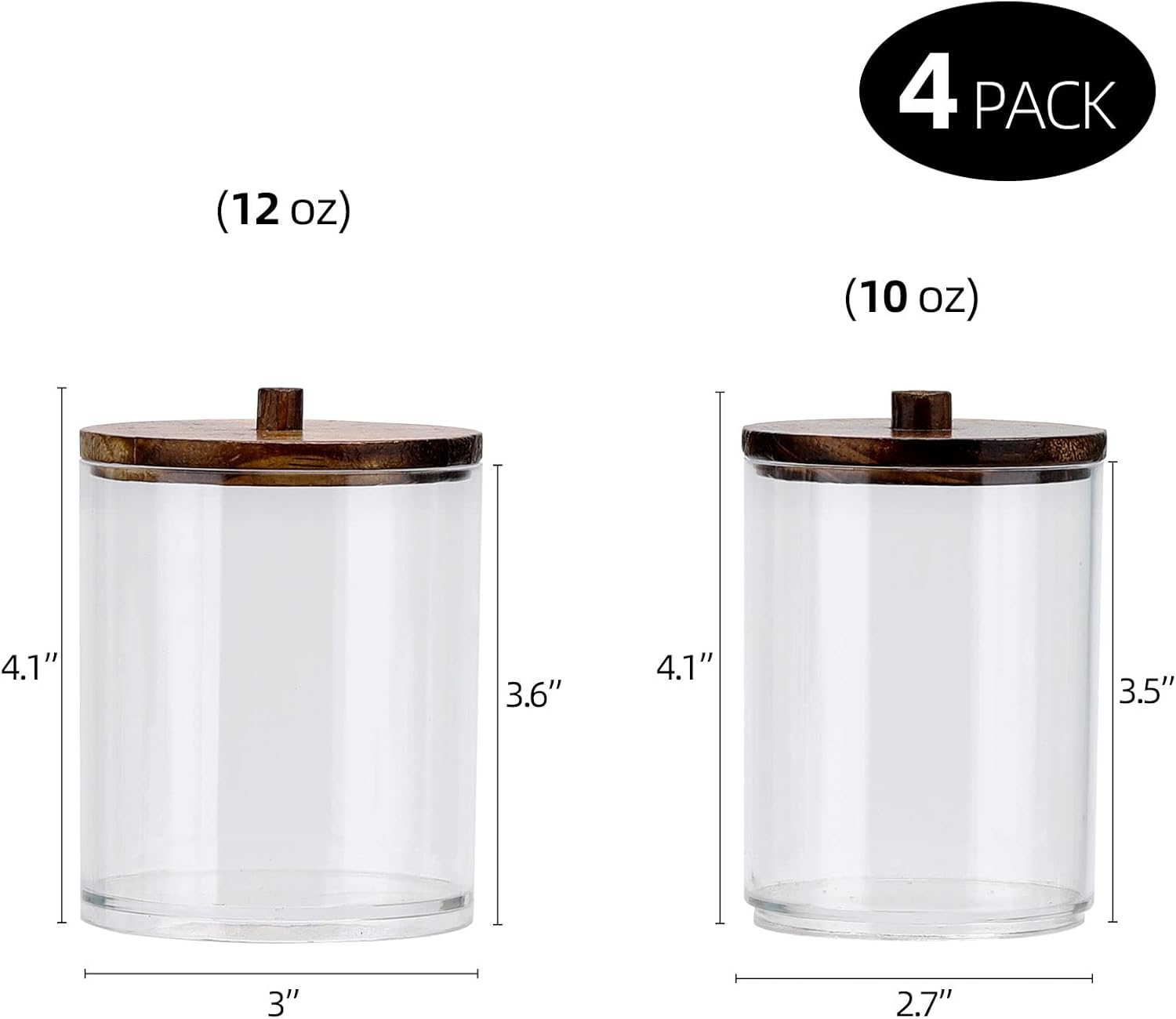 Tbestmax 4 Pack Q-Tip Holder Dispenser with Brown Wood Lids