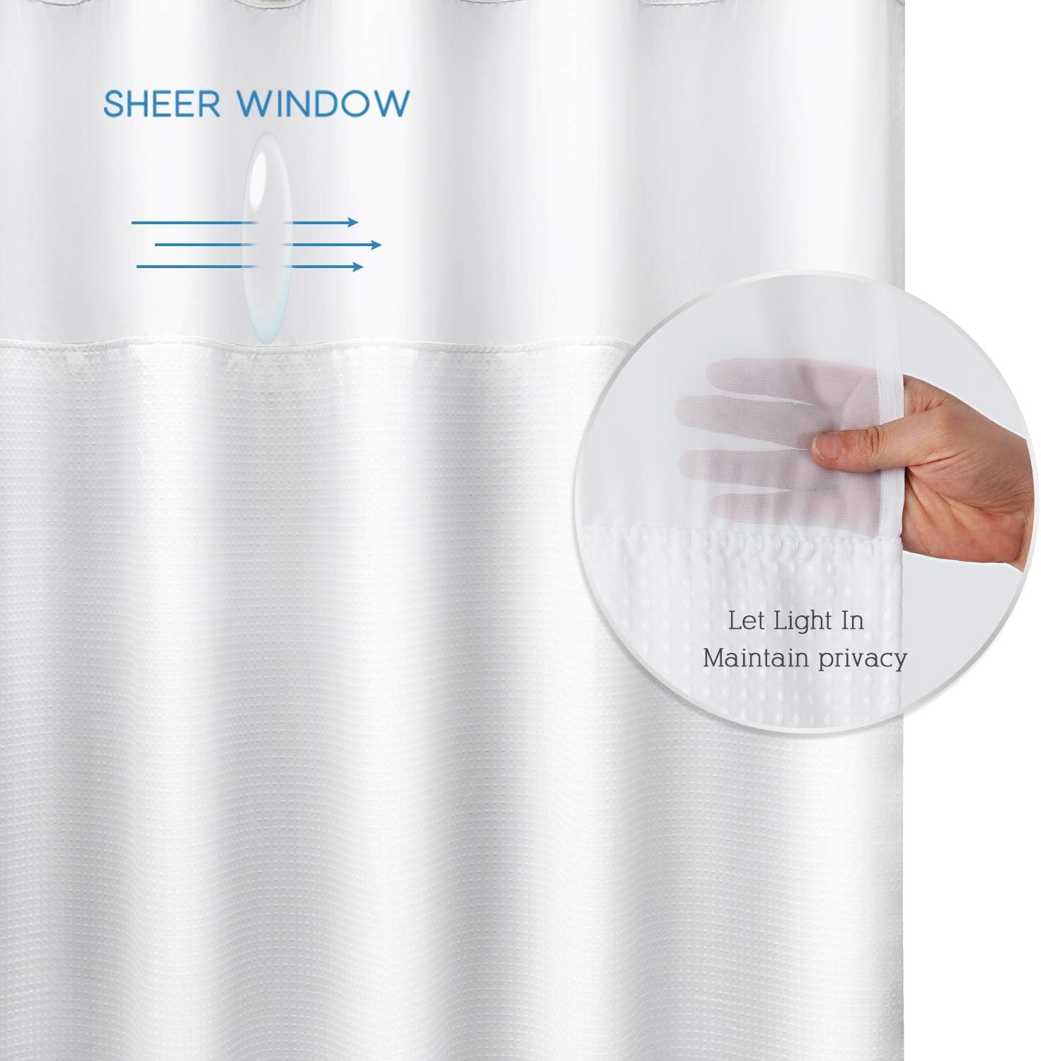 ARICHOMY Waffle Weave Shower Curtain Set 66x74 White