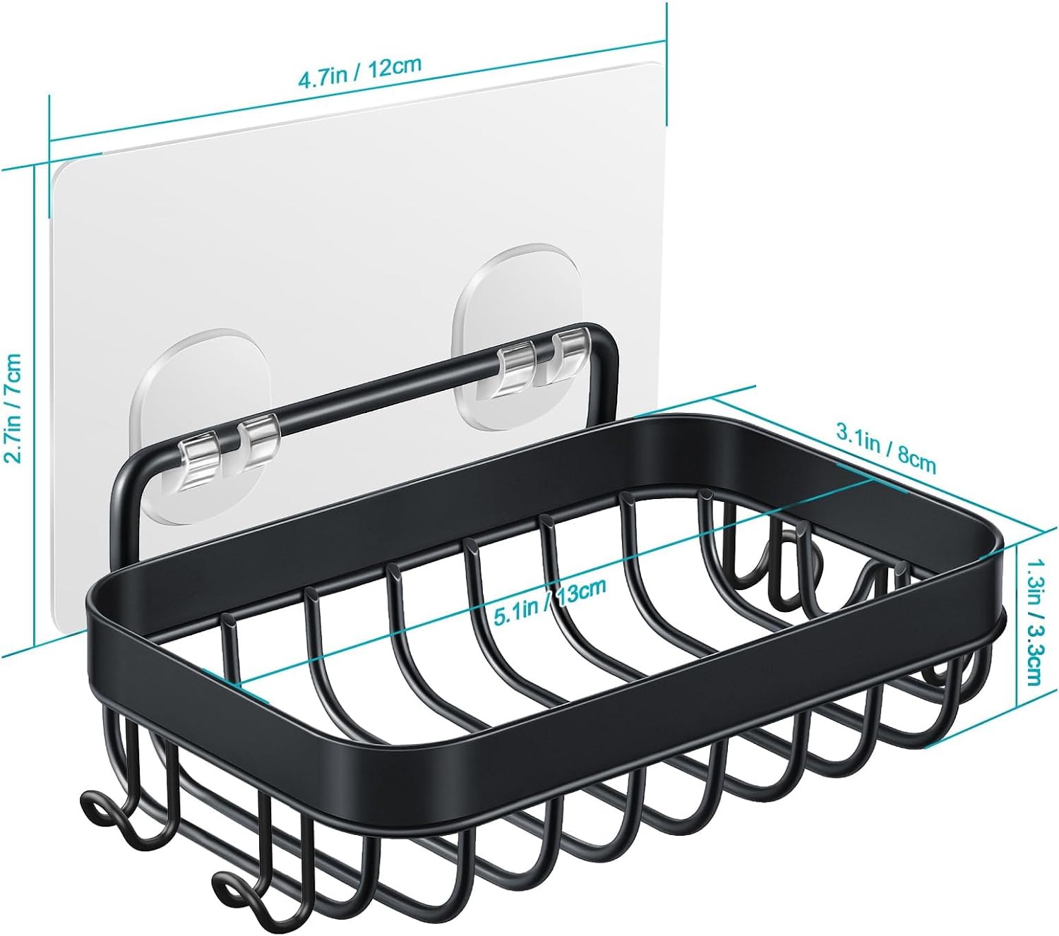 Hamitor Wall Mounted Soap Dish Holder - Black Durable Water Resistant