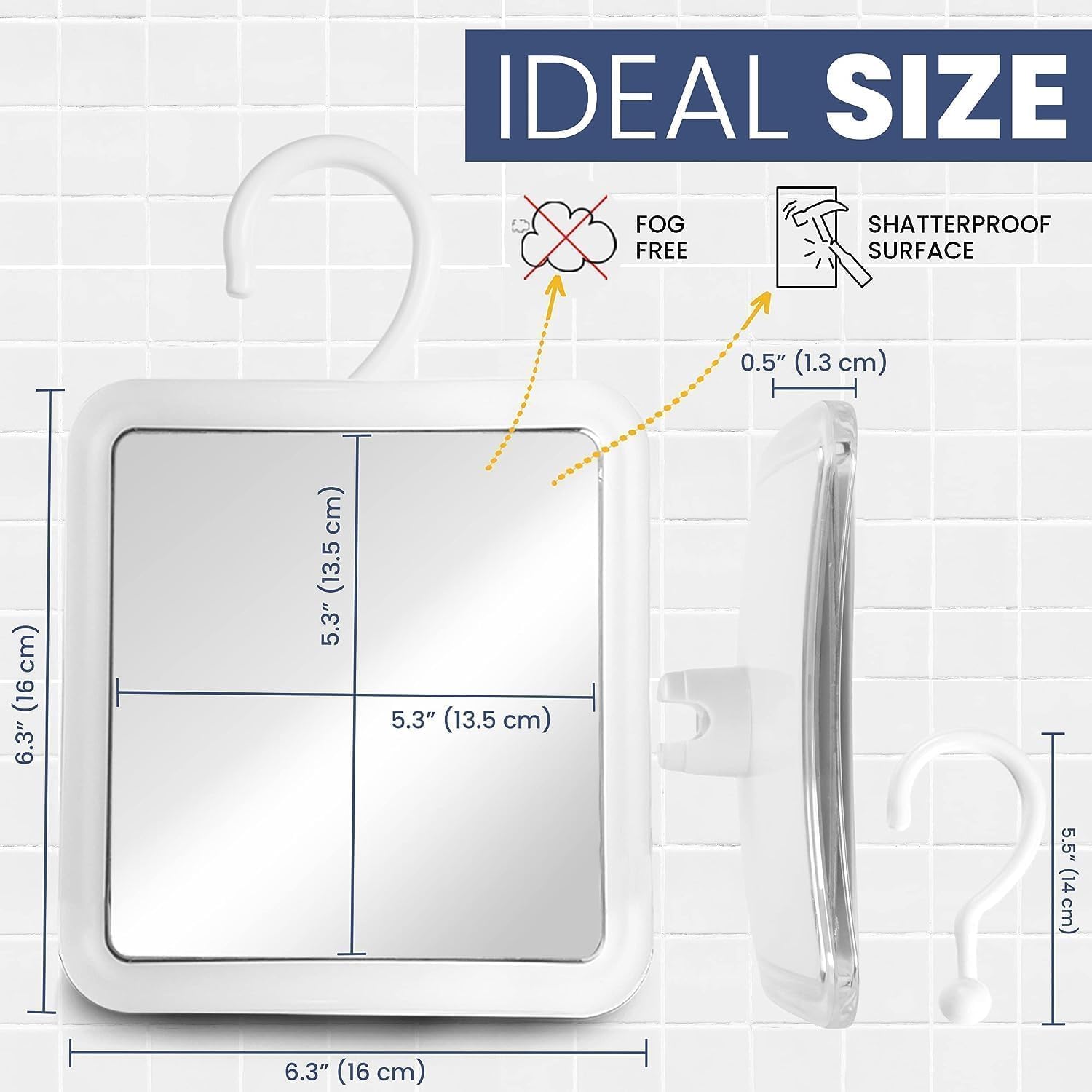 Mirrorvana Fogless Shower Mirror with 360 Swivel Hook