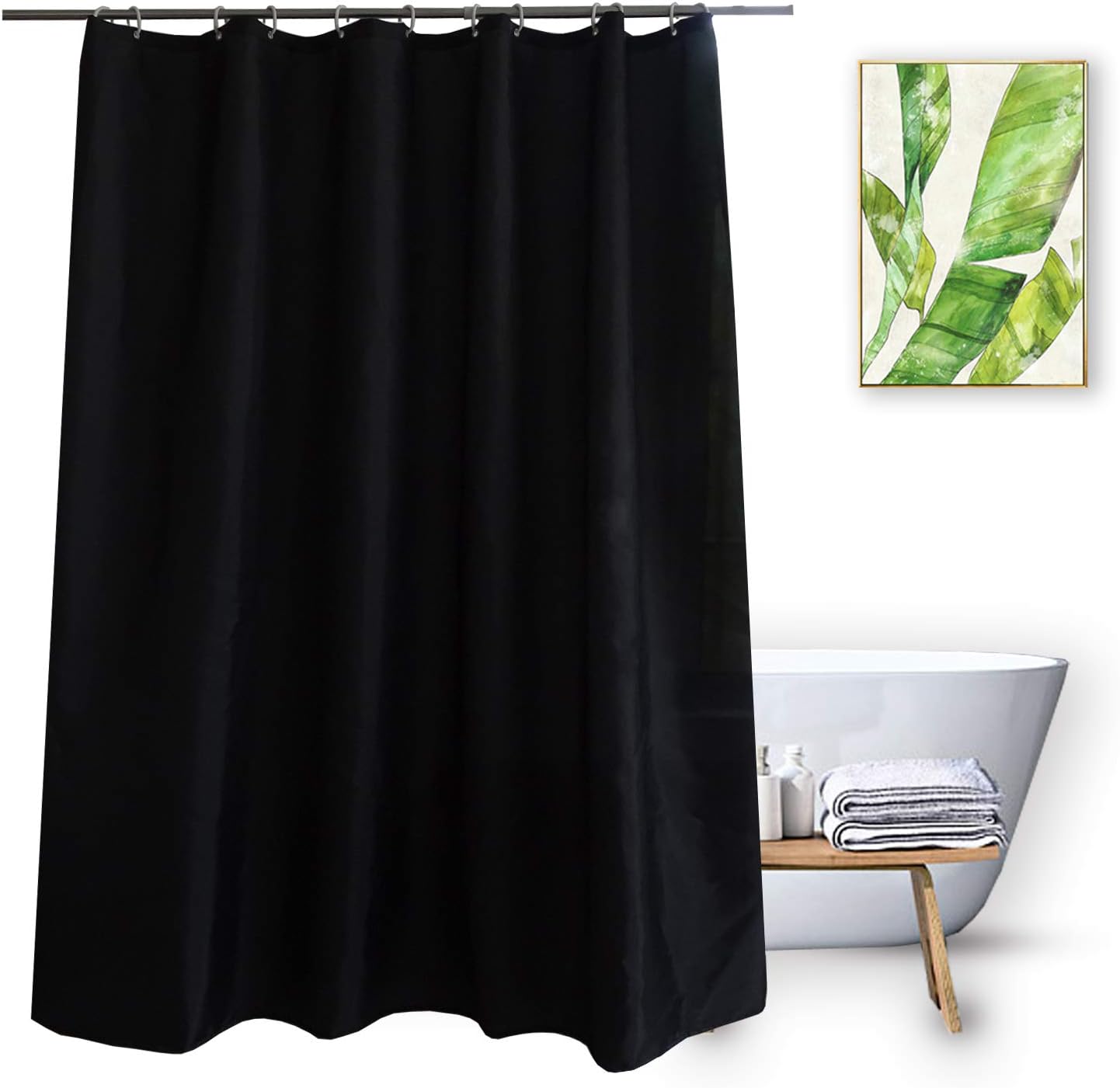 Vosign Short Shower Curtain Liner 72 x 60 Inch Black