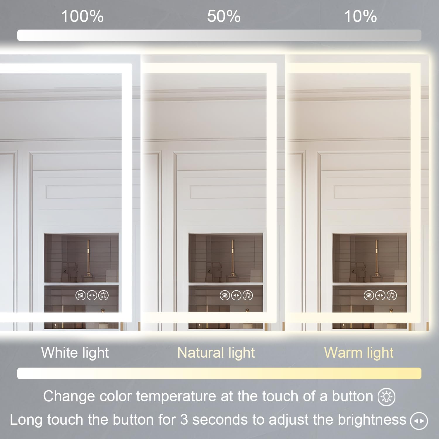 Zeerry 32x40 Inch LED Bathroom Mirror with Touch Switch and Anti-Fog