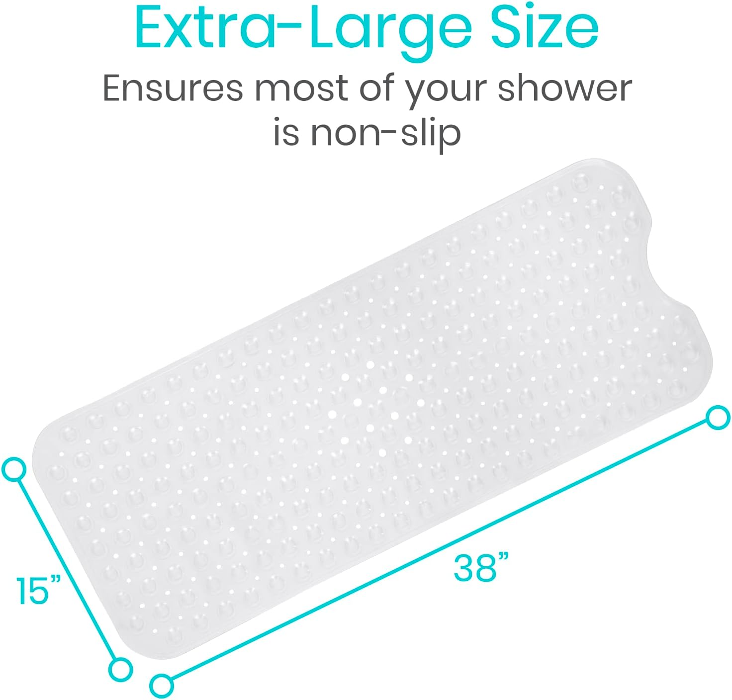 Vive Anti-Slip Bathtub Mat - Clear Textured Suction