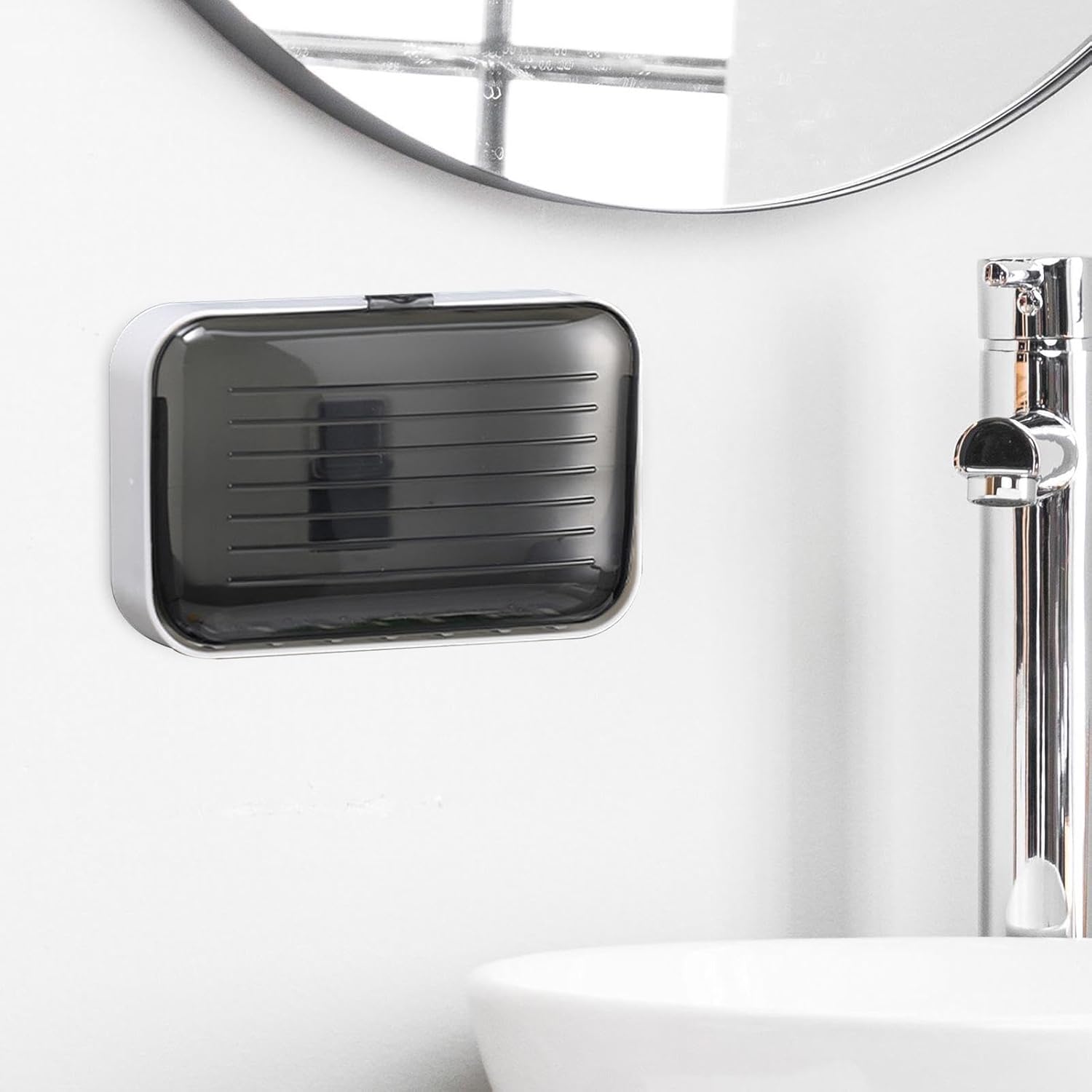 Elegant Black Soap Dish Holder with Cover