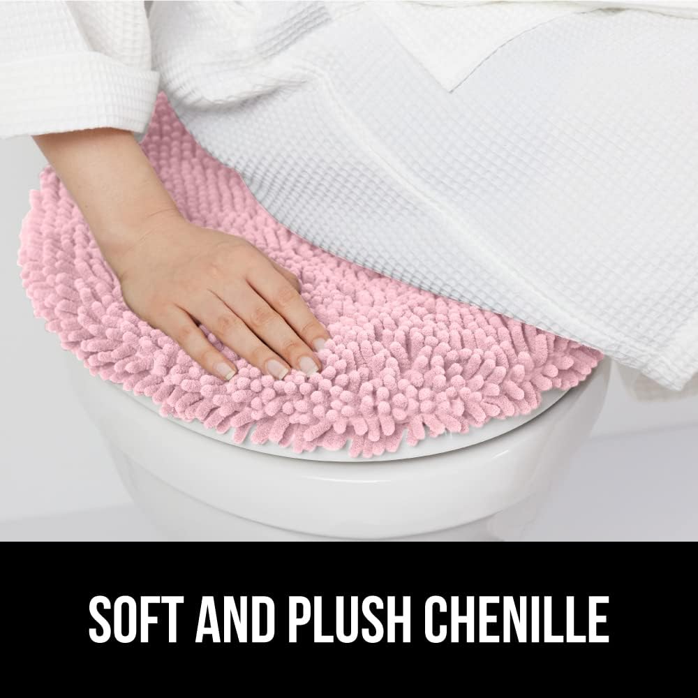 GORILLA GRIP Soft Chenille Toilet Lid Cover Light Pink 195x185 1