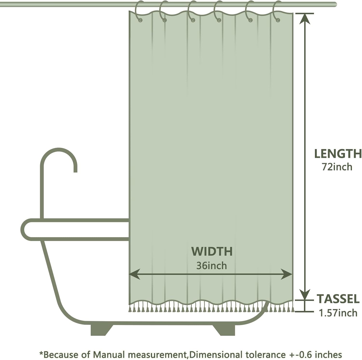 EurCross Stall Shower Curtain 36x72 Soft and Water-Repellent Geometric Tufted Fabric