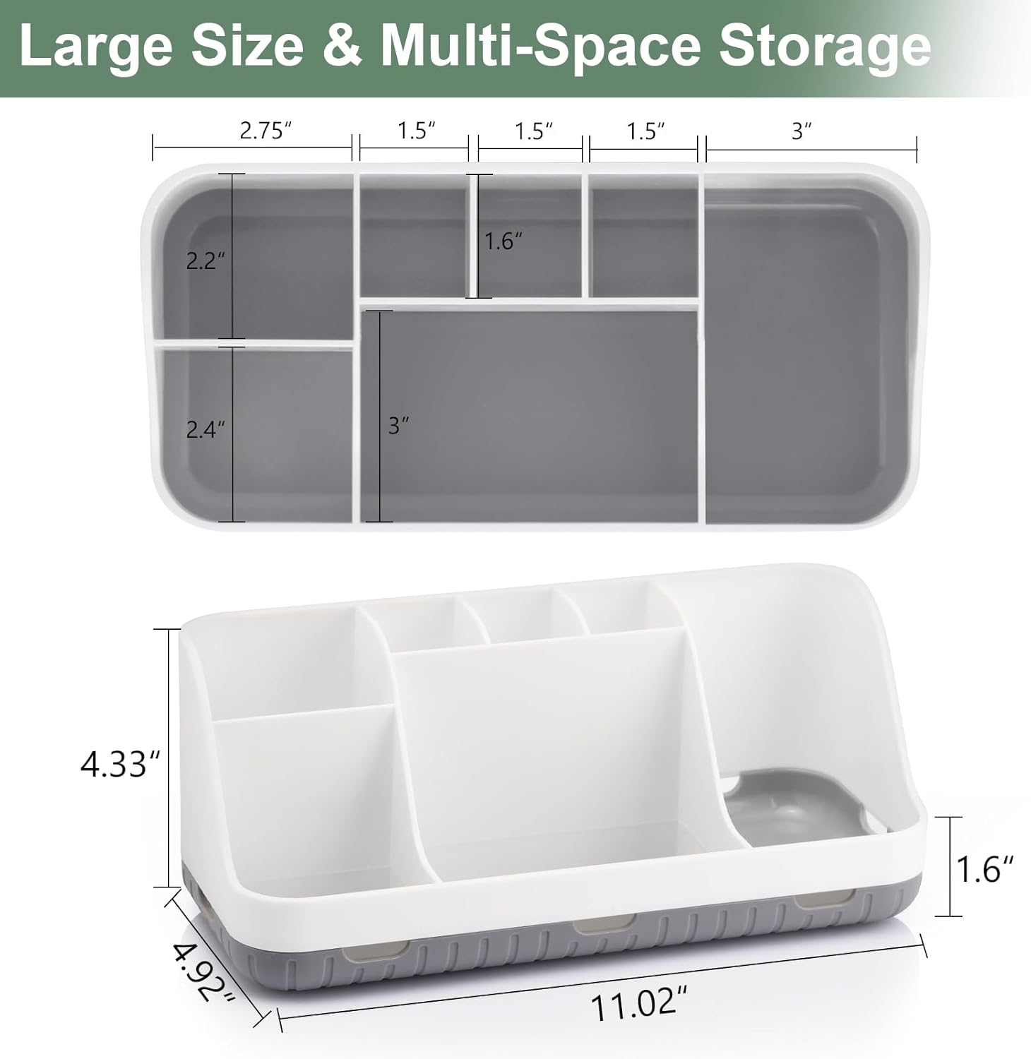 GFWARE White Toothbrush Holder with 7 Slots and Drainage