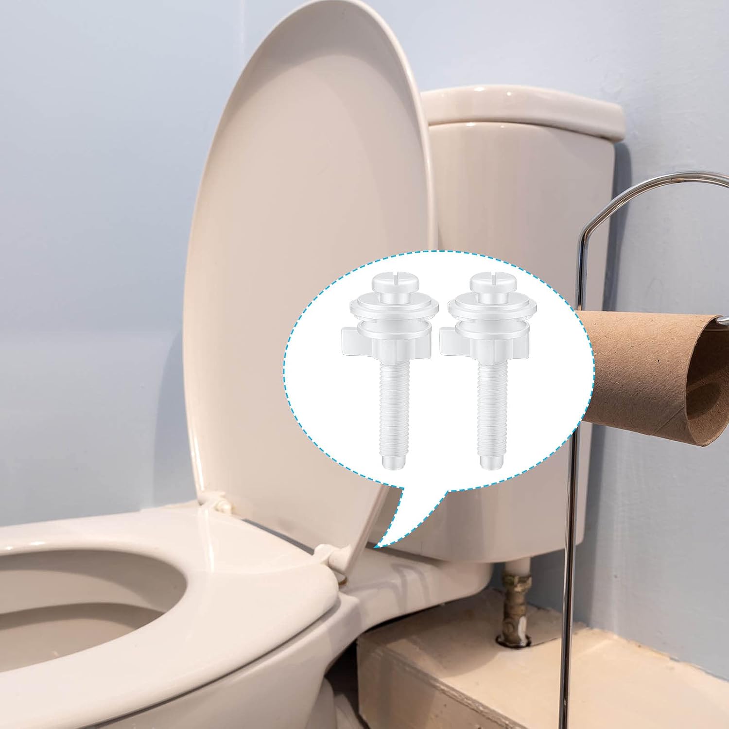 Jetec Toilet Seat Replacement Kit 2 Pieces Plastic Bolts with Nuts and Washers
