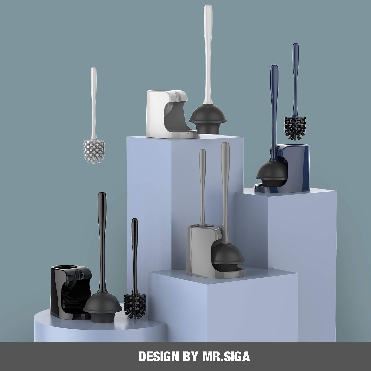 MRSIGA Toilet Plunger and Bowl Brush Combo - 2 Sets