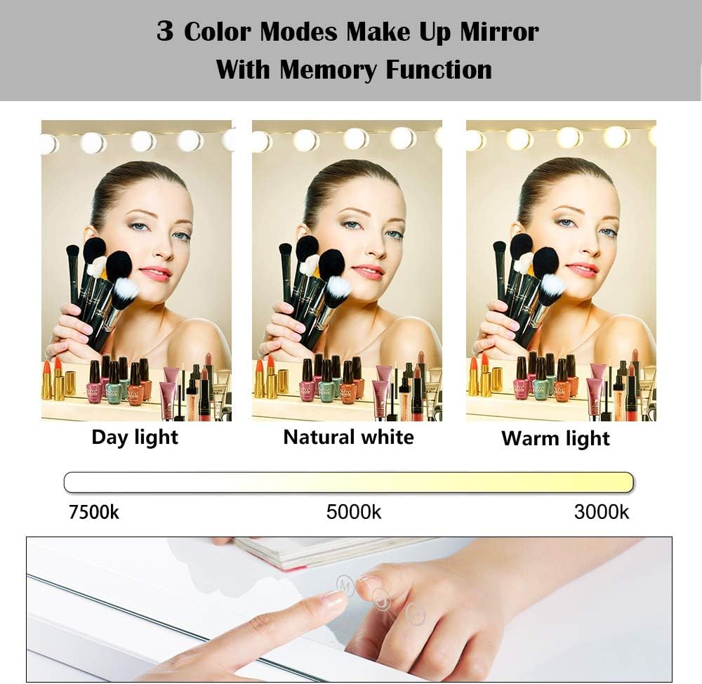 LilyHome Wall-Mounted Vanity Mirror with 18 LED Lights and Touch Control