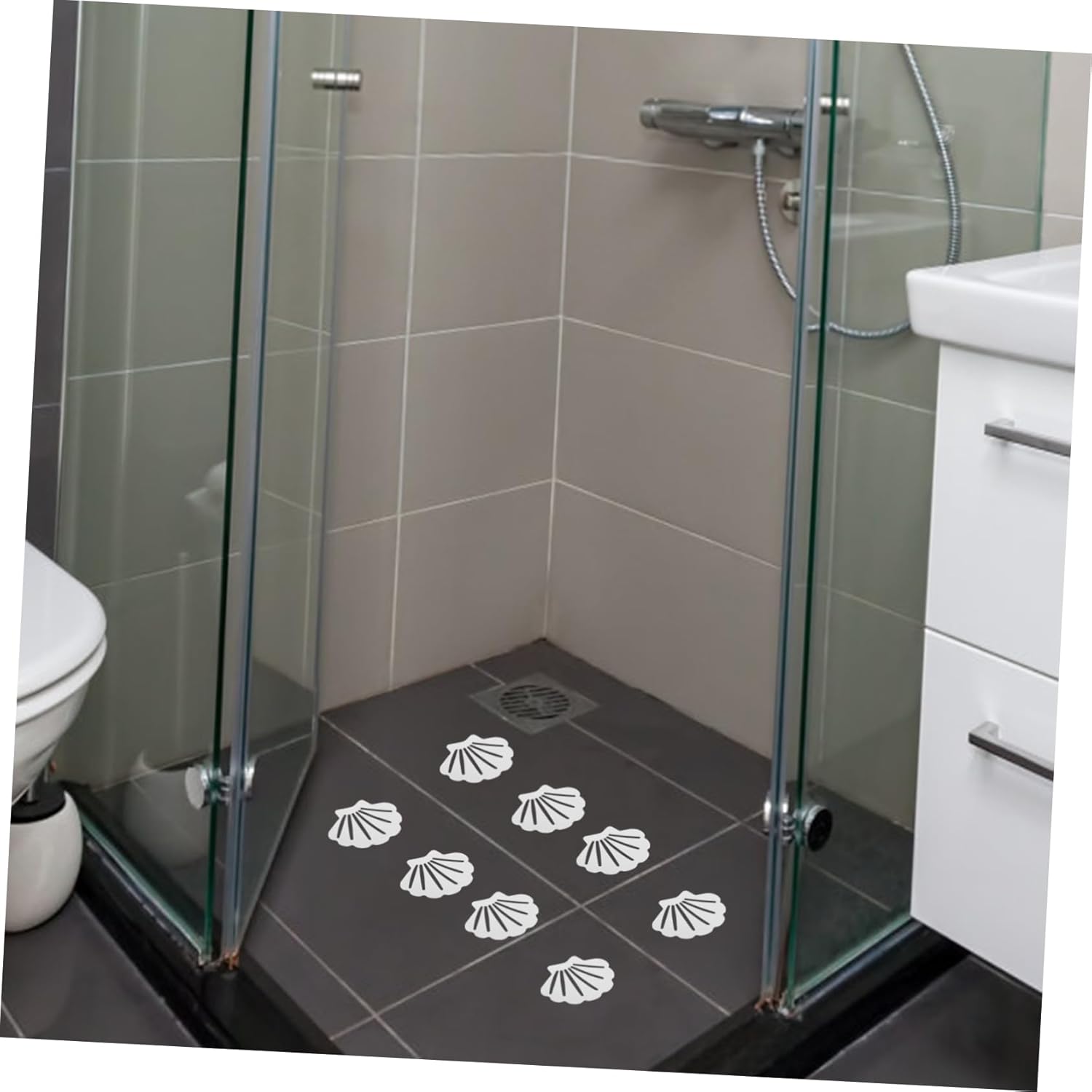 12pcs Shell-Shaped Anti-Slip Bathtub Stickers